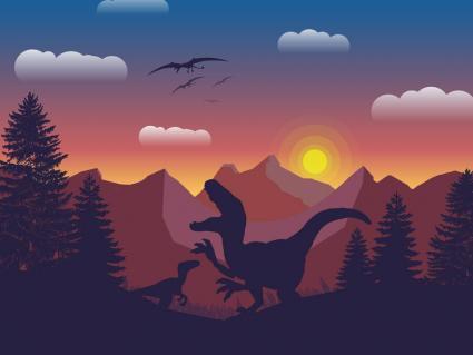 Dinosaurs Sunset