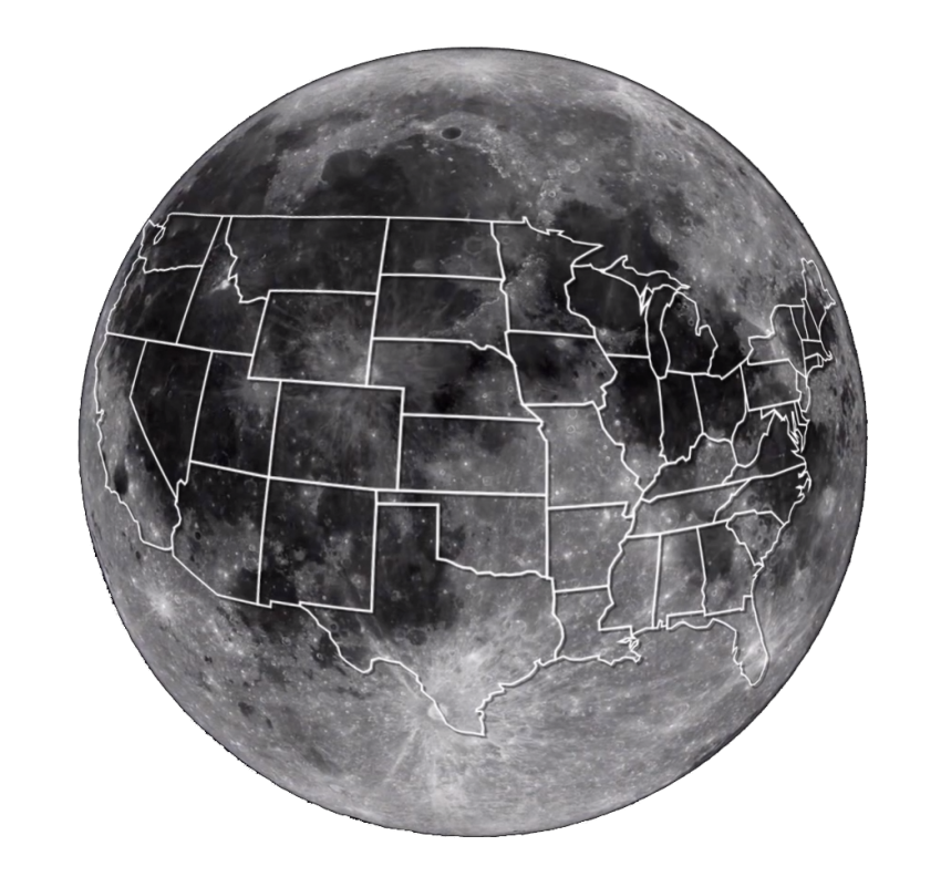 How big is the moon earth how