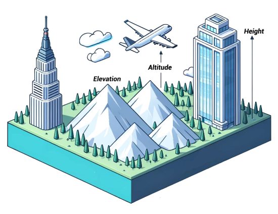 Elevation vs Altitude vs Height